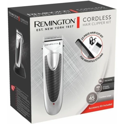 Afbeelding van Remington HC4110 Tondeuse, zelfslijpende roestvrijstalen messen, 8 opzetkammen van 3 30 mm + opbergtas, kapperscape en andere accessoires, werkt op netstroom, met led display