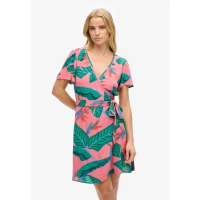 Afbeelding van Superdry Vrouwen Mini wikkeljurk met Print Roze Grootte: 34