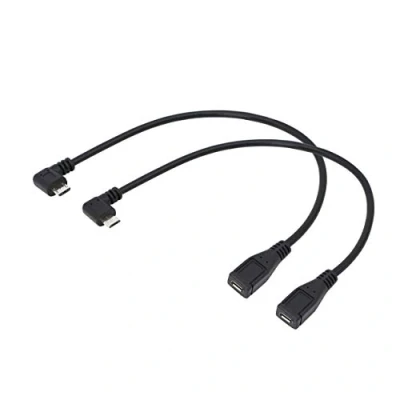 Afbeelding van CERRXIAN 9Inch Micro USB Kabel Combo Links en Rechte Hoek 5 Pin Mannelijk om Vrouwelijke Data Opladen (1 paar