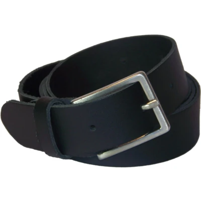 Afbeelding van Extra Lange 100% Leren Riem, 3 cm. Breed, taillemaat 135 Zwart.