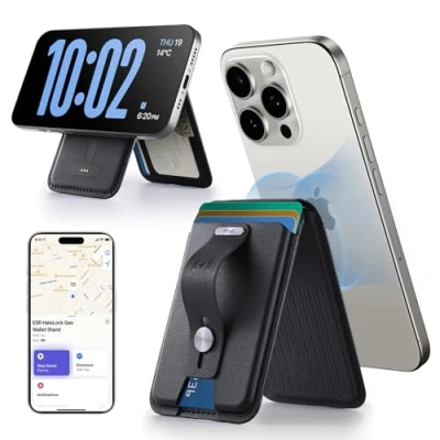 Afbeelding van ESR Magnetische portemonnee (HaloLock), Geo iPhone portemonneestandaard met volledige Find My functionaliteit, compatibel MagSafe Wallet Tracker verstelbare standaard, voor 15/14/13/12
