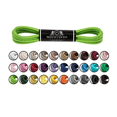 Afbeelding van Mount Swiss Luxe schoenveters, waterafstotende en scheurvaste veters, rond, diameter 2 3 mm, van fijn katoen/gewaxt, kleur: groen 128, lengte: 80 cm