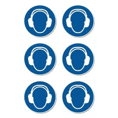 Afbeelding van Gehoorbescherming gebruiken: M003 DIN EN ISO 7010 / ASR A1.3 stickers: Ø 5 cm, 6 stuks
