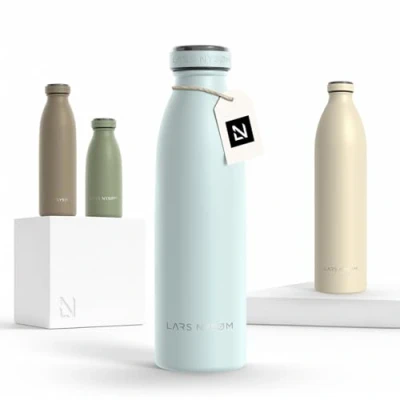 Afbeelding van LARS NYSØM &#039;Ren&#039; Roestvrijstalen drinkfles 500ml BPA vrij geïsoleerde waterfles 0,5 Liter Misty Blue