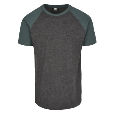 Afbeelding van Urban Classics Raglan Contrast Tshirt print, Heren, Maat: Small, Charcoal/bottlegreen