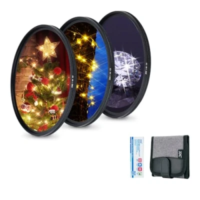 Afbeelding van JJC 77mm Optisch Glas Variabele Sterfilterset (4 punten, 6 punten en 8 punten) voor Sony A6600 A6500 A6400 A7C met FE 24 105mm f/4 Kit Lens Andere Thread Lens, Beschermende Filter Pouch