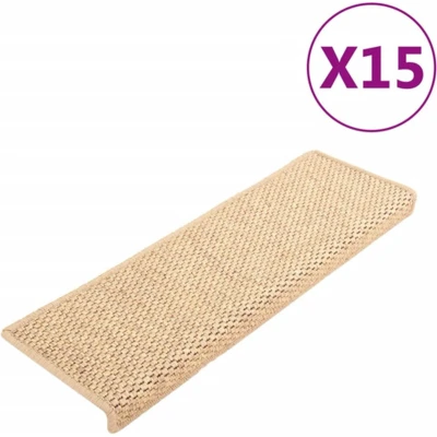 Afbeelding van Trapmatten zelfklevend 15 st sisal look 65x21x4 cm lichtbeige