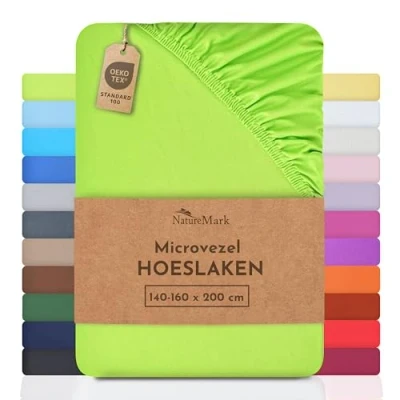 Afbeelding van NatureMark speciale aanbieding!!! Microvezel SPANNBETTLAKEN voor een prijs! vele maten en kleuren merkartikelen (140x200 160x200 cm, appelgroen)
