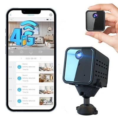 Afbeelding van javiscam 4G LTE Mini camera, 2K radar bewakingscamera, bewaking voor binnen, live overdracht, mobiele telefoon en simkaart, bewegingsmelder, nachtzicht (4G)