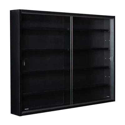 Afbeelding van Inter Link Vitrinekast voor verzamelaars, hangvitrine, wandvitrine, hangrek, showbox, MDF, zwart (80 x 60 9,5 cm) Blacklava