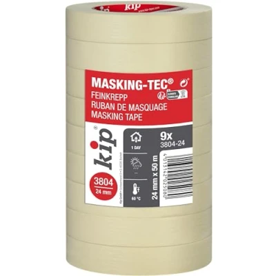 Afbeelding van Kip Masking Tec fijne crêpe 3804 24 natuur mm x 50 m 9 rollen