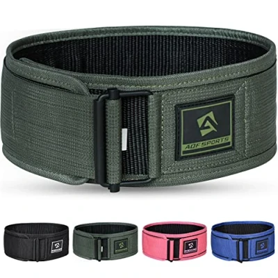 Afbeelding van AQF Gewichtheffen Riem, 10.2cm Zelfsluitende Nylon Gym Riem Voor Functionele Training Bodybuilding, Powerlifting, Deadlifting Squat En Workout Mannen Vrouwen (L, Groen)