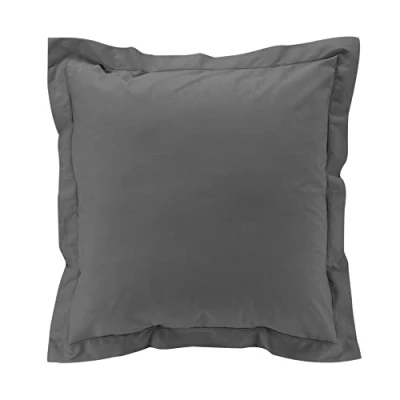 Afbeelding van douceur d&#039;intérieur, Kussensloop met opstaande zoom (63 x 63 cm), percal staal, 100% katoen