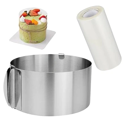 Afbeelding van LWMLWM Taartring verstelbaar, 16 30 cm, bakring met taartkraag, roestvrij staal, ronde mousse ring, taartvorm voor bakken, koken, gebak, desserts