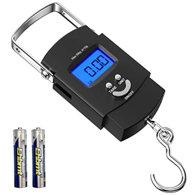 Afbeelding van Firschoie Draagbare elektronische weegschaal, kraanweegschaal met haak lcd display achtergrondverlichting, max. 50 kg / 110 lb, tarra functie, voor reizen, vissen en buiten