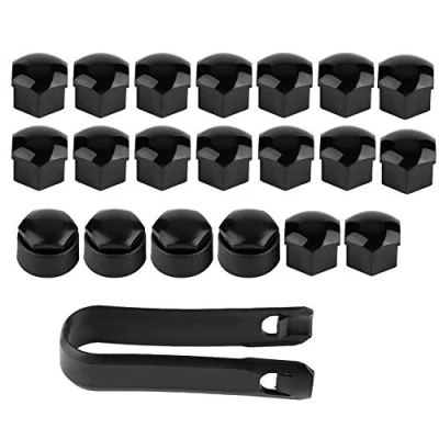 Afbeelding van Schroeven op wielmoerkapjes, 20 stuks autonaaf, schroefafdekking, 17 mm, moer, autowiel, schroefbescherming, diefstalbeschermkap (zwart)