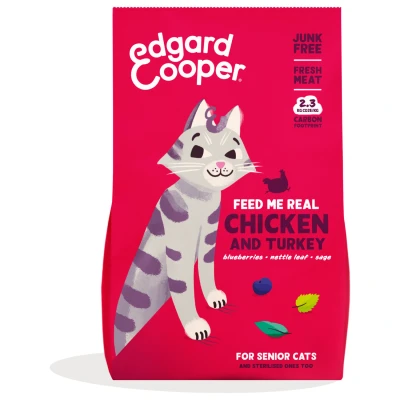 Afbeelding van Edgard&amp;Cooper Senior Kattenvoer Kip Kalkoen 2 kg