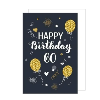 Afbeelding van Edition Seidel Premium XXL Maxi Wenskaart voor 60e verjaardag met envelop formaat DIN A4 Verjaardagskaart Billet Happy Birthday Man Vrouw zwart goud (A4 GZ346 60)