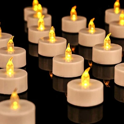 Afbeelding van OSHINE Theelichtjes op batterijen LED theelichtjes, 12 stuks, realistische en heldere flikkerende bediening, vlamloos, theelicht voor seizoensgebonden festivalviering, warmgele lamp, werkt