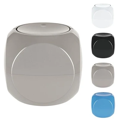 Afbeelding van Spirella Cosmetica emmer 1 liter afvalemmer swingdeksel tafelafvalemmer Dice Taupe