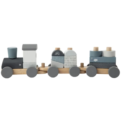 Afbeelding van Label Blauw Houten Speelgoed Trein LLWT 25170
