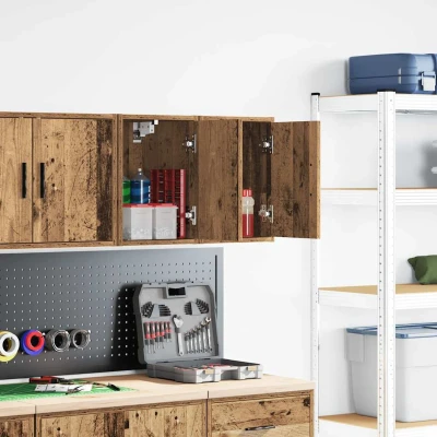 Afbeelding van Garage wandkasten 2 st bewerkt hout oud