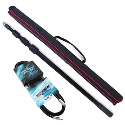 Afbeelding van keepdrum Boompole 3 m toonhengel telescopische hengel met tas + verlengkabel voor videomicrofoon