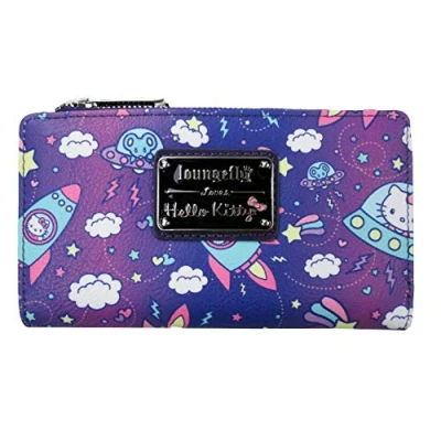 Afbeelding van Loungefly x Hello Kitty Spaceship Allover Print Flap Wallet (Multicolored, One Size)