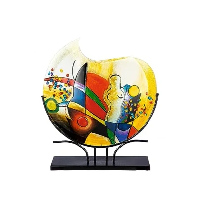 Afbeelding van Casablanca by Gilde Tafelvaas Silhouette, decoratieve vaas van glas, met zwarte metalen voet, hoogte ca. 53 cm (1 stuk)