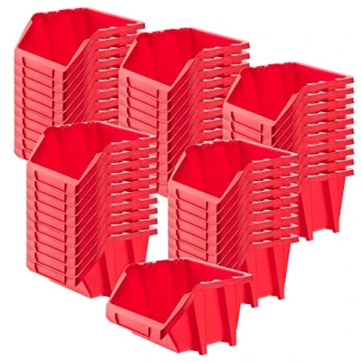 Afbeelding van KADAX Workshop stapelkist, kleine sorteerdoos van PP kunststof, opbergbox in verschillende maten en kleuren, opbergdozen voor gereedschapswand (rood, set 50 118 x 98 mm)