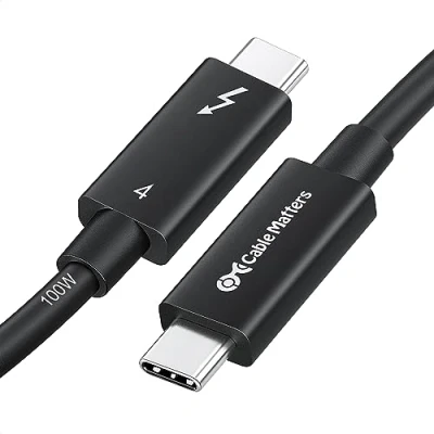 Afbeelding van Cable Matters 40Gbps Active USB C Thunderbolt 4 kabel, 2 mtr met 100 W opladen en 8K video Universeel compatibel C, USB4 3