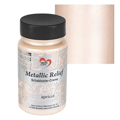 Afbeelding van Ideen mit Herz Sjabloneercrème metallic reliëf, fijne structuurpasta, sjabloneerkleur, sjabloneerpasta, 90 ml, op waterbasis (abrikoos)