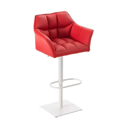Afbeelding van Barkruk Sarpsborg Kunstleer Wit Frame Rood