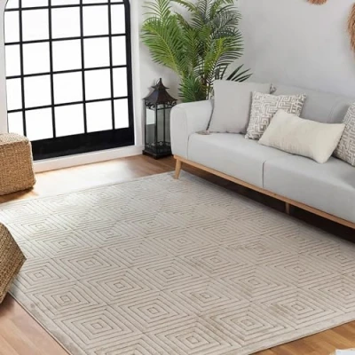 Afbeelding van SURYA Vloerkleed Woonkamer, Slaapkamer Modern Scandinavisch Tapijt SAKURA Beige 80x150cm