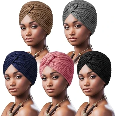 Afbeelding van DRESHOW Vrouwen Tulband Gebreide Beanie Hoeden Kruis Twist Wollen Muts Pet Warme Chunky Winter