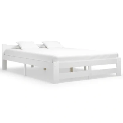 Afbeelding van vidaXL Bedframe massief grenenhout wit 160x200 cm, bed frame, bed, houten bedframe, frames, bedden, bedframes, 2 persoonsbed