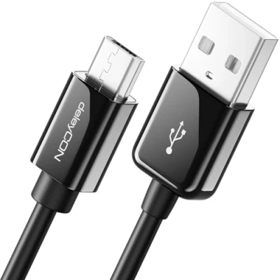 Afbeelding van deleyCON 1m Micro USB Oplaadkabel Datakabel Compatibel met Android Telefoons Smartphones Tablets MP3 Spelers Camera&#039;s enz. Zwart