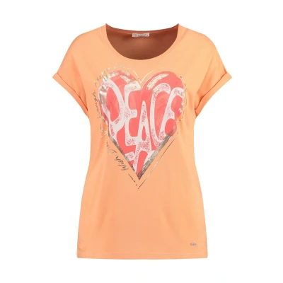 Afbeelding van Key Largo WT Motto Round Tshirt print, Dames, Maat: Small, Bleached orange