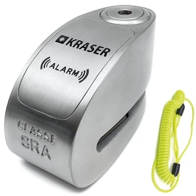 Afbeelding van KRASER KR10S motorfiets alarm hangslot, 120dB dubbele vergrendeling anti diefstal fiets schijf clip met waarschuwingsbescherming motor scooter slot schijven, roestvrij staal, ø10 mm