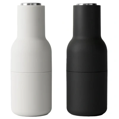 Afbeelding van Menu Bottle Grinder Peper &amp; Zoutmolen Ash/Carbon Steel Zwart/Lichtgrijs RVS Set van 2
