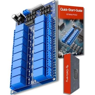 Afbeelding van AZDelivery 16 Relay Module 12V met Optocoupler Low Level Trigger compatibel Arduino Inclusief E Book!