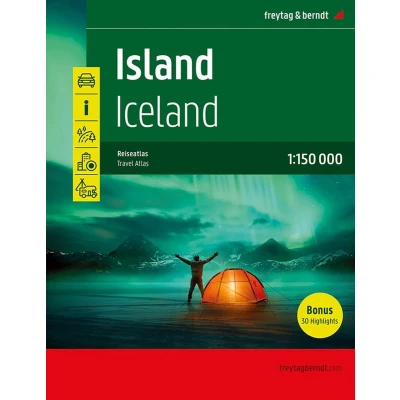 Afbeelding van Island Reiseatlas, Autoatlas 1:150.000, Spiralbindung, freytag &amp; berndt: 30 Highlights, Camping und Stellplätze: IS SP