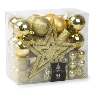 Afbeelding van Kerstballen Set met Piek Goud, 54st.
