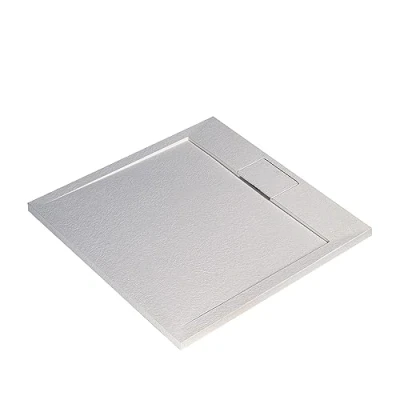Afbeelding van Ideal Standard Ultra Flat S i.Life vierkante douchebak, 70 x cm, van hars, afvoer met verborgen afvoer, matte afwerking in steen look, wit