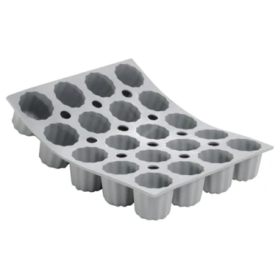 Afbeelding van de Buyer 20 siliconen minivormen ELASTOMOULE Bordelais geribbeld gebak 21 x 17,6 cm diameter 1,9 cl 1856.21D