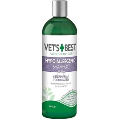 Afbeelding van Vet&#039;s Best Hypo allergene shampoo voor honden Hondenshampoo de gevoelige huid Verlicht ongemak van droge, jeukende Reinigt, hydrateert en verzorgt vacht 500ml