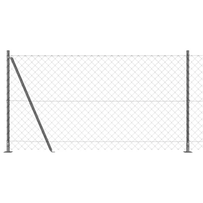 Afbeelding van vidaXL Kettinglink omheining met 7 geflansde palen 1.2x10 m gegalvaniseerd staal
