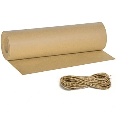 Afbeelding van Inpakpapier, natuurlijk gerecycled papier met 20 m koord, voor geschenkverpakkingen, knutselwerk, doe het zelf productie, decoratie, enz.