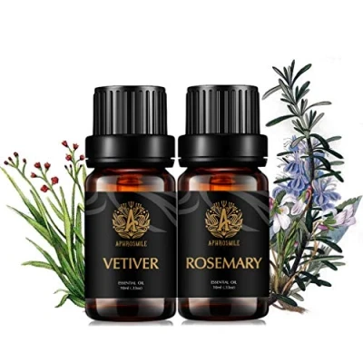 Afbeelding van Aromatherapie rozemarijn etherische olie set voor het maken van kaarsen, 2 x 10 ml 100% pure vetiver oliën kit diffusers, therapeutische kwaliteit thuis,