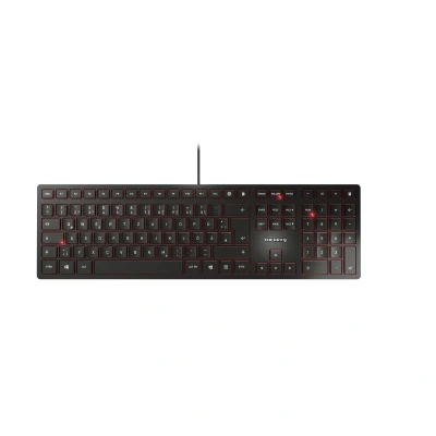 Afbeelding van CHERRY KC 6000 SLIM, Ultraplat ontwerp toetsenbord, Pan Noordse indeling (QWERTY), Bedraad (USB A aansluiting), Stille toetsen, Duurzame labeling, Zwart
